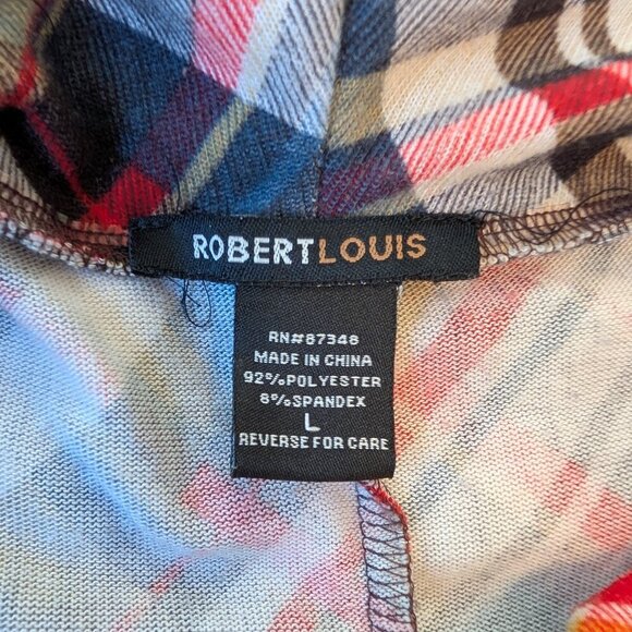 Robert Louis plaid tunic cowl neck handkerchief hem patch pockets EUC Large - Picture 9 of 10